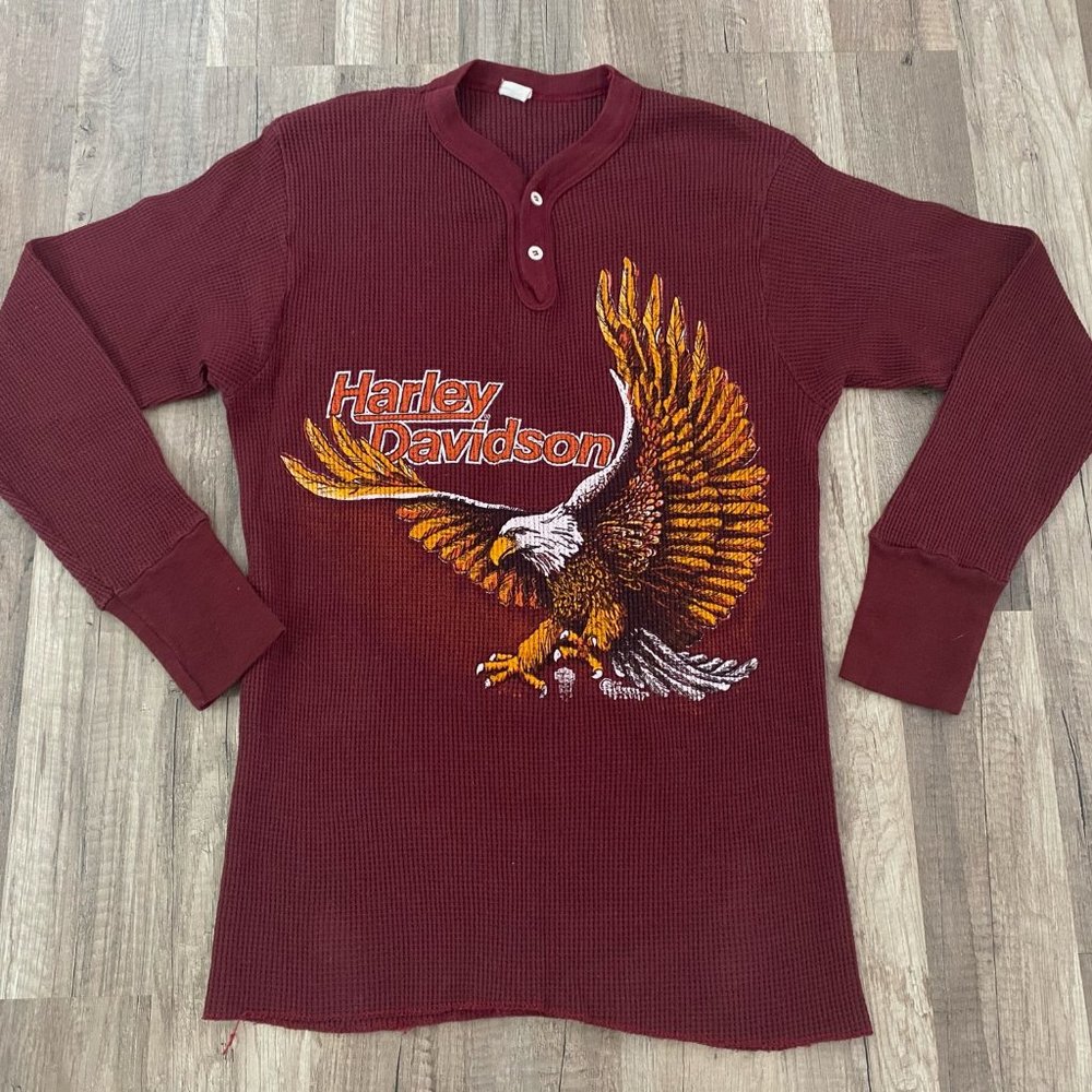 Vintage '89 Harley-Davidson Miami FL Henley 3D Tee